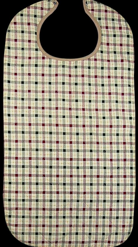 Autumn Beige Plaid Quilted Bib with Snap