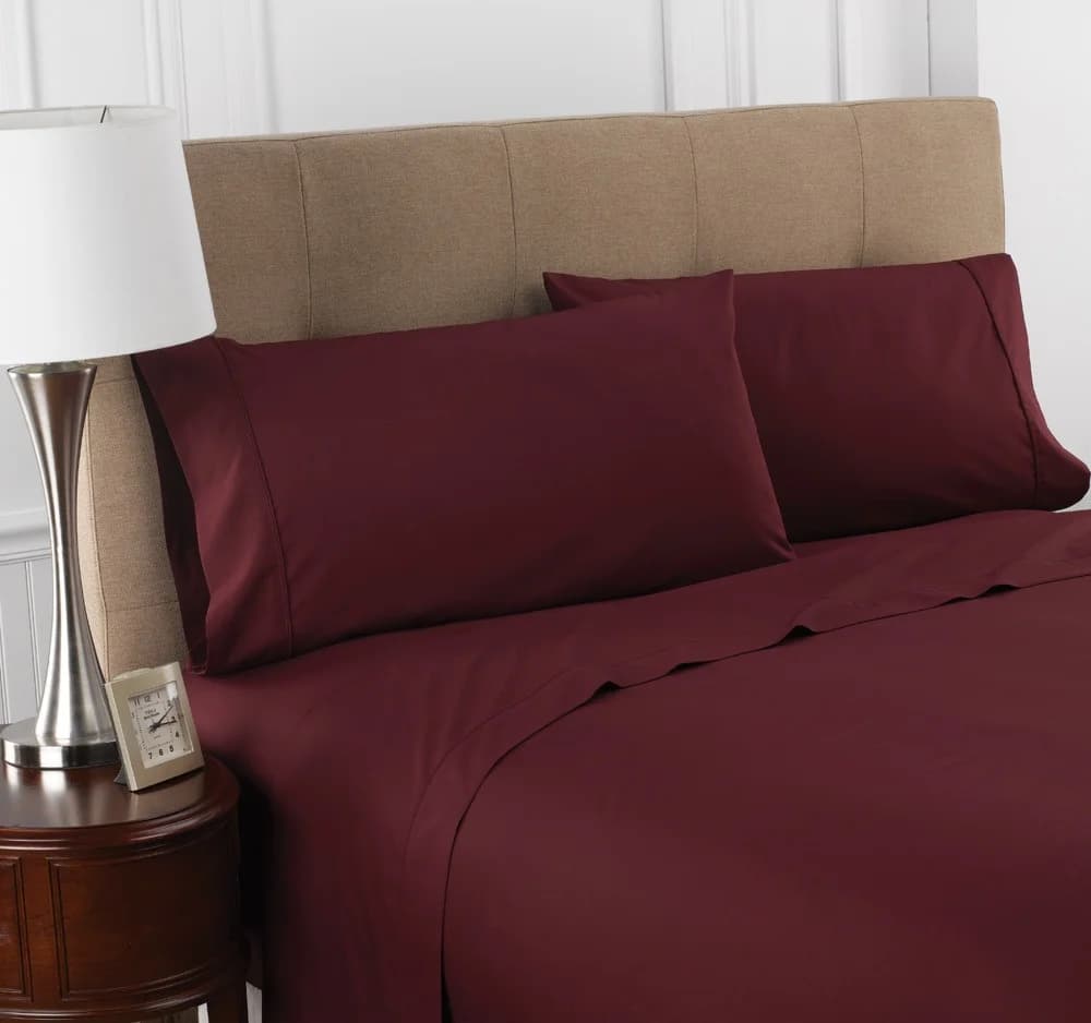 54x80x12 Fitted Sheet - Full XL Burgundy - Image 1